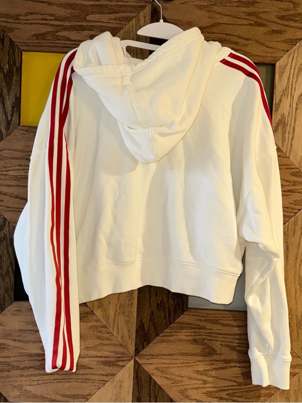 Adidas Originals x Thebe Magugu Cream Cropped Hoodie Embroidered Pullover Sz XL - Picture 5 of 11